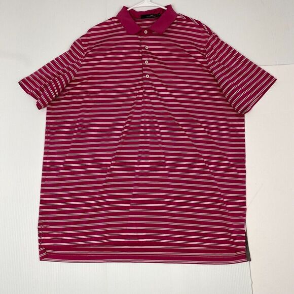 RLX Ralph Lauren Polo Shirt Mens XXL  Pink Striped Short Sleeve Stretch Adult - Picture 8 of 9